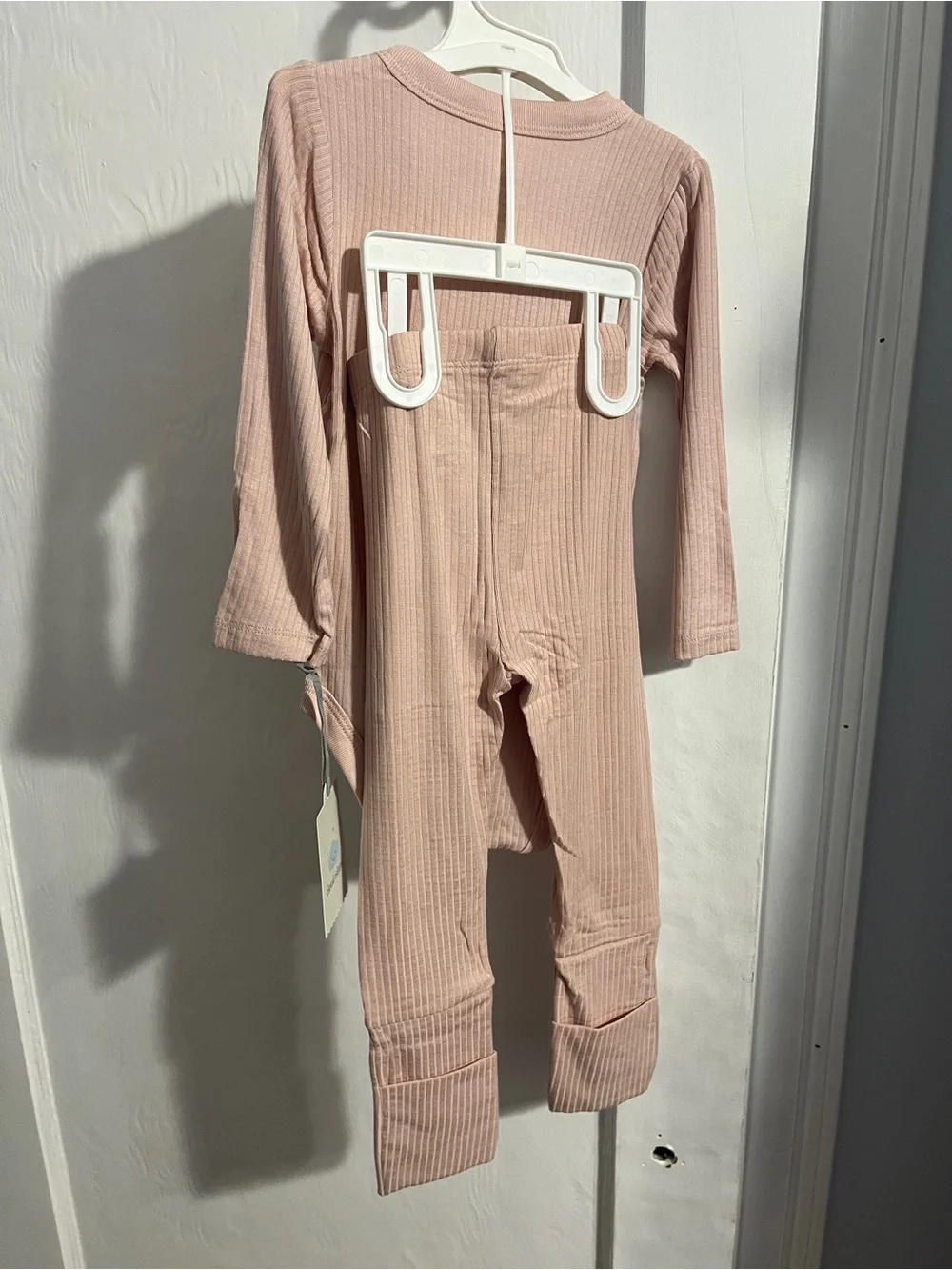 cloud island Ribbed Wrap-Front Baby Bodysuit & Pants Set - Dusty Pink